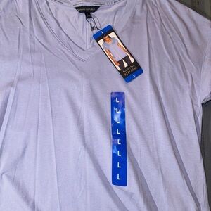 Banana Republic Women V-neck Roll Sleeve Tee Shirt Purple Large 1562662 NWT